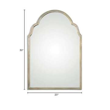 Beaumont Lane Arch Wall Mirror Moroccan Inspired Design with Metal Frame in Oxidized Silver Champagne