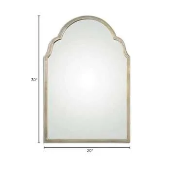 Beaumont Lane Arch Wall Mirror Moroccan Inspired Design with Metal Frame in Oxidized Silver Champagne
