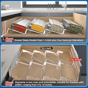 MIUKAA Clear Acrylic Spice Drawer Organizer Expandable 4 Tier