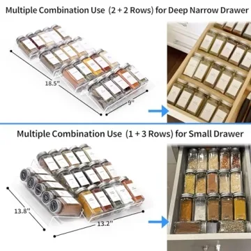 MIUKAA Clear Acrylic Spice Drawer Organizer Expandable 4 Tier