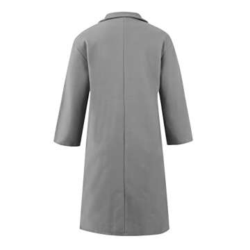 Women's Oversized Notched Collar Wool Blend Single Breast Midi Long Trench Coat Gray