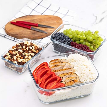Large Glass Containers with Locking Lids Meal Storage Set