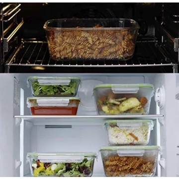 Large Glass Containers with Locking Lids Meal Storage Set