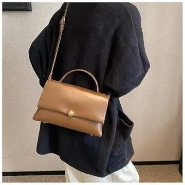 Farcauo Women's Top-Handle Brown Satchel Bags - Vintage Purse and Handbags