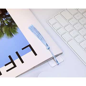 Clear Acrylic Bookmarks Penta Angel 15Pcs Rectangle Plastic Craft Transparent Blank Acrylic Book Markers with 15Pcs Small Bookmark Tassels for DIY Projects and Graduation Gift Tag (15)