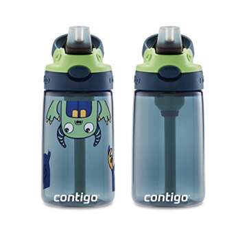 Contigo Aubrey Kids Water Bottle - Cleanable Silicone Straw, Spill-Proof, Dishwasher Safe, 14oz 2-Pa...