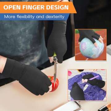 Big Mango Arthritis Gloves, Fingerless Compression Gloves for Women Men, Copper Gloves for Carpal Tunnel Relief, Arthritis Pain Relief, Raynauds, Swelling, Work,Typing, Driving & Hand Support (M)