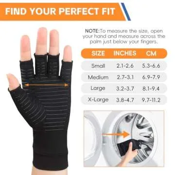 Big Mango Arthritis Gloves, Fingerless Compression Gloves for Women Men, Copper Gloves for Carpal Tunnel Relief, Arthritis Pain Relief, Raynauds, Swelling, Work,Typing, Driving & Hand Support (M)