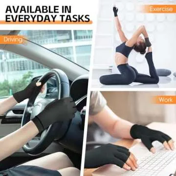 Big Mango Arthritis Gloves, Fingerless Compression Gloves for Women Men, Copper Gloves for Carpal Tunnel Relief, Arthritis Pain Relief, Raynauds, Swelling, Work,Typing, Driving & Hand Support (M)