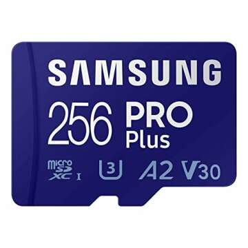 SAMSUNG PRO Plus microSD Memory Card + Reader, 256GB MicroSDXC, Up to 180 MB/s, Full HD & 4K UHD, UH...