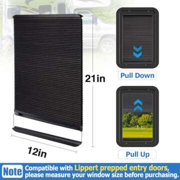 RV Door Window Shades Replacement for Lippert Prepped Entry Doors, 12'' x 21'' RV Thin Window Blinds...