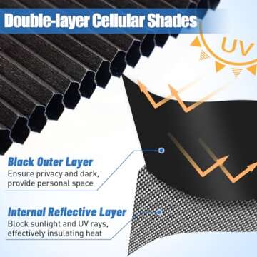 RV Door Window Shades Replacement for Lippert Prepped Entry Doors, 12'' x 21'' RV Thin Window Blinds Shade Covers with Double Layer Cellular Sun Shade for RV Campers Travel Trailers