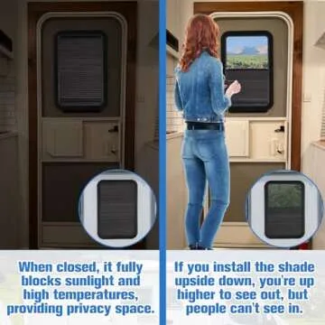 RV Door Window Shades Replacement for Lippert Prepped Entry Doors, 12'' x 21'' RV Thin Window Blinds Shade Covers with Double Layer Cellular Sun Shade for RV Campers Travel Trailers