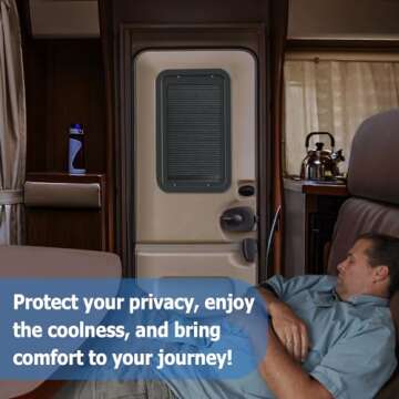 RV Door Window Shades Replacement for Lippert Prepped Entry Doors, 12'' x 21'' RV Thin Window Blinds Shade Covers with Double Layer Cellular Sun Shade for RV Campers Travel Trailers
