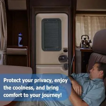 RV Door Window Shades Replacement for Lippert Prepped Entry Doors, 12'' x 21'' RV Thin Window Blinds Shade Covers with Double Layer Cellular Sun Shade for RV Campers Travel Trailers