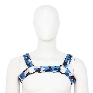 Beautysdream Men's PU Leather Shoulder Support Chest Harness Adjustable Buckles Accerssory (light blue)