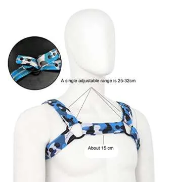 Beautysdream Men's PU Leather Shoulder Support Chest Harness Adjustable Buckles Accerssory (light blue)