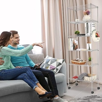 Devo Rolling Wire Rack Storage Shelves - Adjustable & Durable