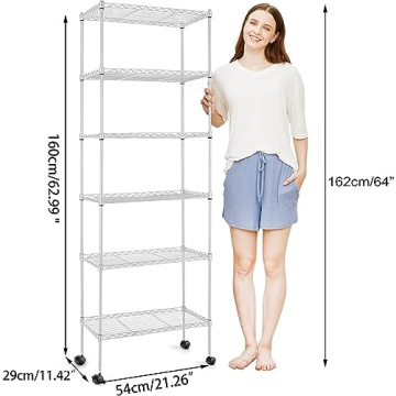 Devo Rolling Wire Rack Storage Shelves - Adjustable & Durable