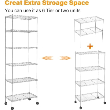 Devo Rolling Wire Rack Storage Shelves - Adjustable & Durable