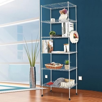 Devo Rolling Wire Rack Storage Shelves - Adjustable & Durable