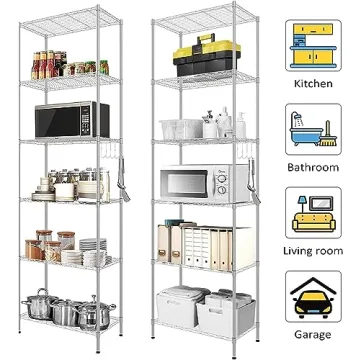 Devo Rolling Wire Rack Storage Shelves - Adjustable & Durable