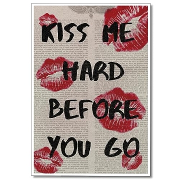Yostyle Fashion Kiss Canvas Wall Art,Funky Preppy Red Lips Room Aesthetic Posters, Vintage 70s Hippi...