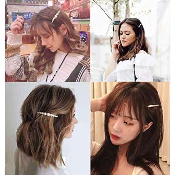 Pearl Bobby Pins, Hair Pin Clips, Pearl Hair Barrettes For Women Girls (5 Styles, 5Pcs)