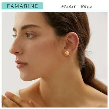 FAMARINE Gold Dot Stud Earrings for Women - Minimalist Jewelry