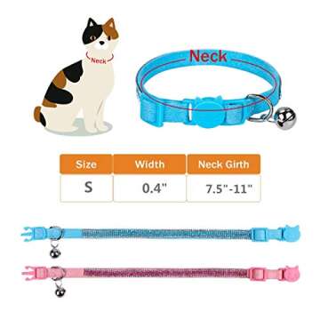Faleela Cat Collar Breakaway with Bells - 2 Pack Bling Rhinestone cat Collar, Soft Microfiber Leather Safe Adjustable Shing Collar, for Cats and Puppy Girl Boy (7.5"-11", Pink+Blue)