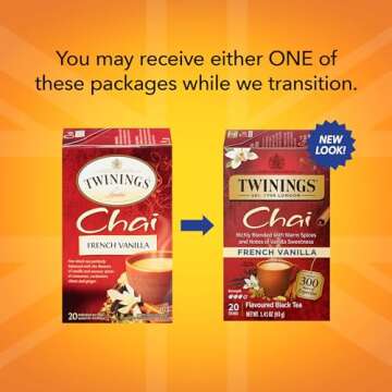 Twinings French Vanilla Chai Black Tea Individually Wrapped Bags, 20 Count (Pack of 6), Warm, Sweet ...
