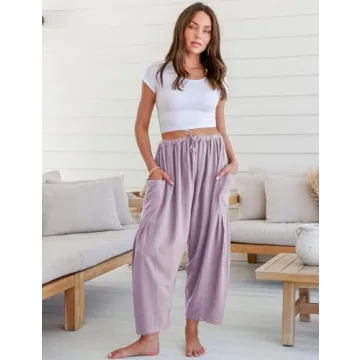 TARSE Women's Linen Wide Leg Pants Comfortable Summer Wear
