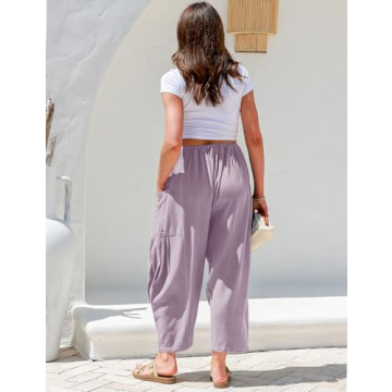 TARSE Women's Linen Wide Leg Pants Comfortable Summer Wear