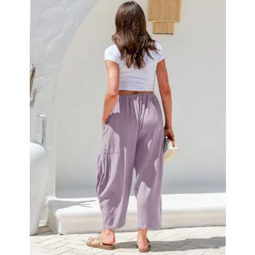 TARSE Women's Linen Wide Leg Pants Comfortable Summer Wear