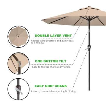 AreShark 9 FT Patio Umbrella for Outdoor Use with Crank and Tilt Features