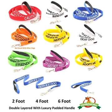 NERVOUS Yellow Color Coded 2 4 6 Foot Padded Dog Leash (Give Me Space) PREVENTS Accidents By Warning Others of Your Dog in Advance (Standard Leash)