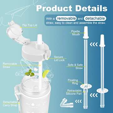 MYFOREST Tritan Water Bottle - 24oz with Removable Straw