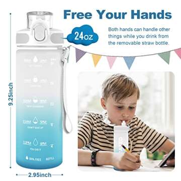 MYFOREST Tritan Water Bottle - 24oz with Removable Straw