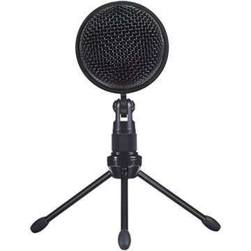 Amazon Basics Mini USB Condenser Microphone for Online Meeting, Gaming, Podcast - Black