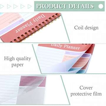 Hotop 6 Pcs To Do List Notepad Daily Planner to Do Notebook Daily to Do Notepad Daily List Planner for Classroom Office, 30 Sheets/Pcs(7.87 x 5.12 Inch, Fresh Style)