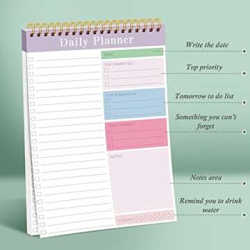 Hotop 6 Pcs To Do List Notepad Daily Planner to Do Notebook Daily to Do Notepad Daily List Planner for Classroom Office, 30 Sheets/Pcs(7.87 x 5.12 Inch, Fresh Style)