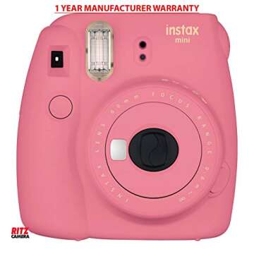 Fujifilm Instax Mini 9 Instant Camera Bundle (Flamingo Pink) with 60 Prints & Case