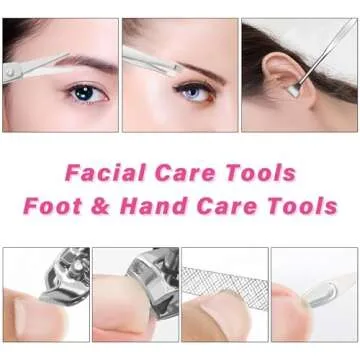 Manicure Set Nail Clipper Kit 7Pcs with 1 Initial Letter Case Travel Accessories for Women Teenager Girls Grooming Kit Personalized Fingernail Care Tools Gift for Mother Daughter Hot Pink M