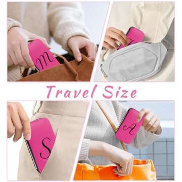 Manicure Set Nail Clipper Kit 7Pcs with 1 Initial Letter Case Travel Accessories for Women Teenager Girls Grooming Kit Personalized Fingernail Care Tools Gift for Mother Daughter Hot Pink M