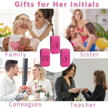 Manicure Set Nail Clipper Kit 7Pcs with 1 Initial Letter Case Travel Accessories for Women Teenager Girls Grooming Kit Personalized Fingernail Care Tools Gift for Mother Daughter Hot Pink M