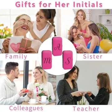 Manicure Set Nail Clipper Kit 7Pcs with 1 Initial Letter Case Travel Accessories for Women Teenager Girls Grooming Kit Personalized Fingernail Care Tools Gift for Mother Daughter Hot Pink M