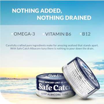 Safe Catch Wild Albacore Tuna Canned Low Mercury Can Tuna Fish Steak Gluten-Free Keto Food Non-GMO Kosher Paleo-Friendly High Protein Every Can Of Tuna Is Tested No Water Oil Tuna, Pack of 6 5oz