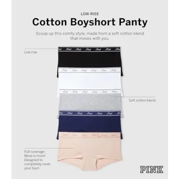 Victoria's Secret PINK Cotton Boyshort Panty Pack for Comfort
