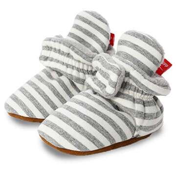 Sawimlgy Newborn Infant Baby Girl Boy Cotton Booties Stay On Sock Slippers Soft Shoes Non-Skid Ankle Boots With Grippers Toddler Crib Winter Shoe First Walker Birthday Shower Gift
