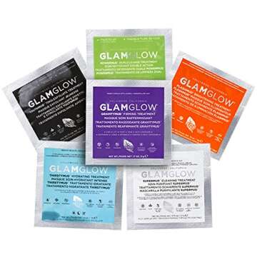 GLAMGOW Mask TEASER (8 Pc) Boxed -1 ea YOUTHMUD(0.17 oz), SUPERMUD(.07 oz), THIRSTYMUD (0.10 oz), POWERMUD (0.10 oz), FLASHMUD(0.10 oz), GRAVITYMUD (0.17 oz), YouthCLEANSE(1 oz), SuperCLEANSE(1 oz)